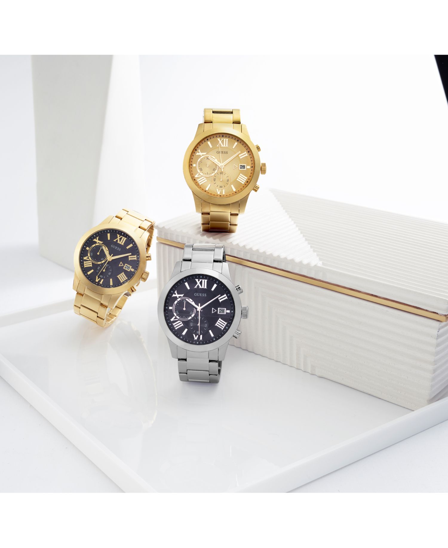 Men's Chronograph Gold-Tone Stainless Steel Bracelet Watch 45mm
