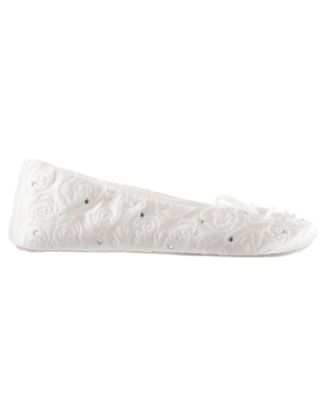 Isotoner Women&#39;s Satin with Rhinestones Ballerina Slipper, Online Only 