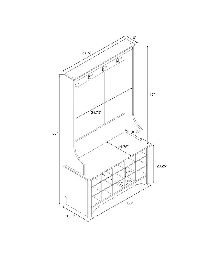 Prepac Hall Tree with Shoe Storage Macy's