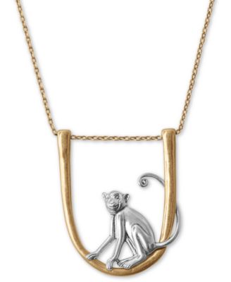 Lucky Brand - Two-Tone Hanging Monkey 35" Pendant Necklace