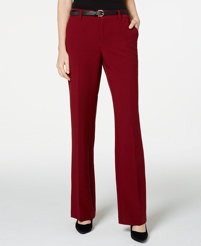 Charter Club Belted Tummy-Control Trousers, Created for Macy's - Macy's