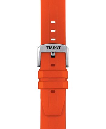 Tissot - Men's Swiss Chronograph SeaStar Orange Rubber Strap Watch 45.5mm