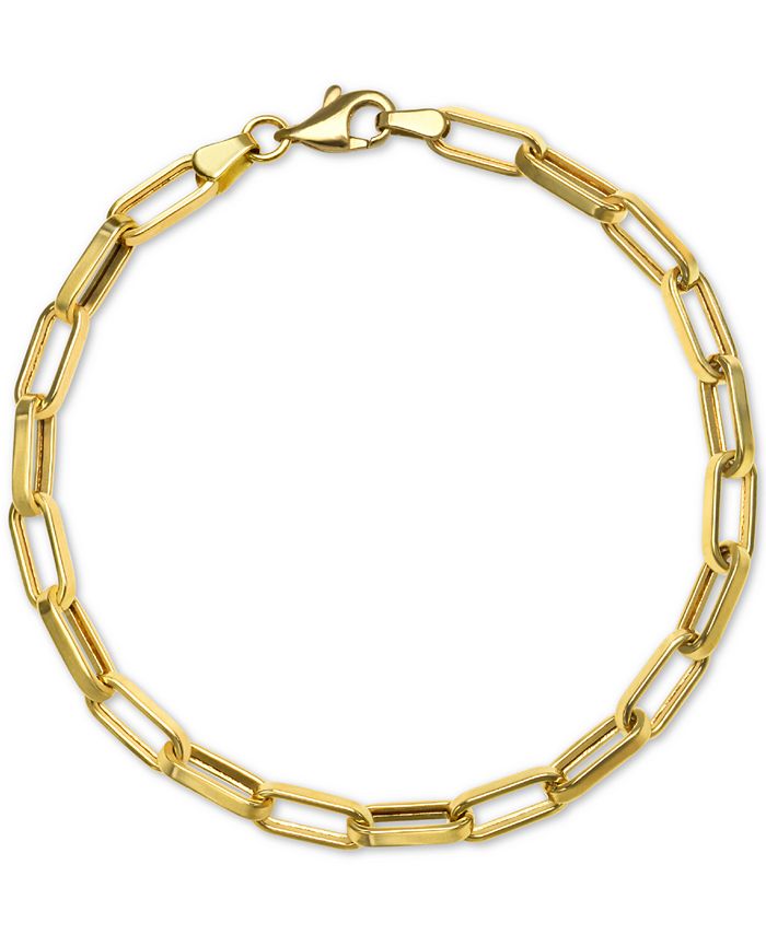 Paper Clip Link Chain Bracelet 14K Gold