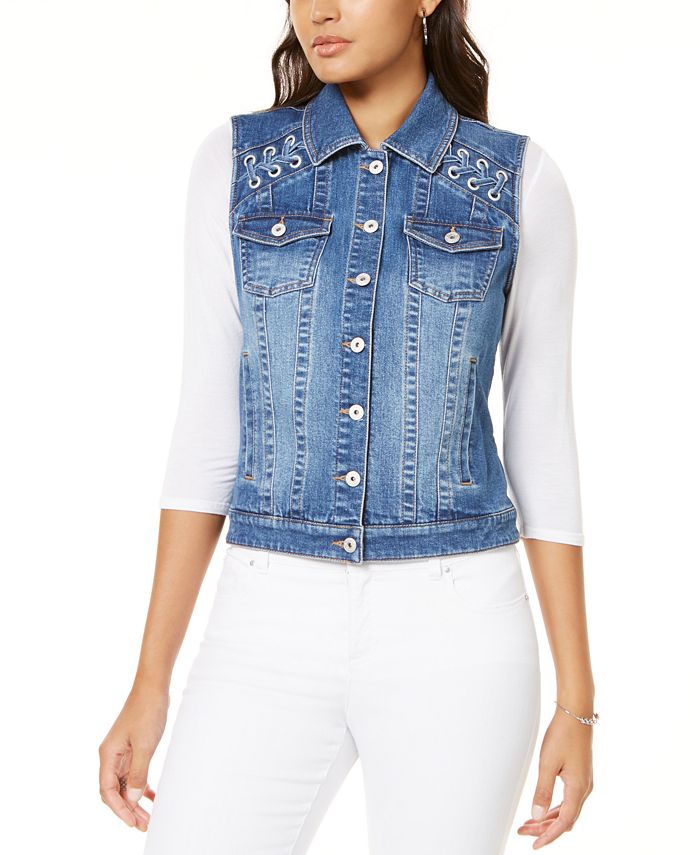 INC International Concepts INC Lace-Up Denim Vest, Created for Macy's ...