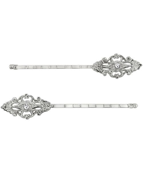 Silver Tone Classic Edwardian Stick Pin Hair Jewelry Bobby Pins Set