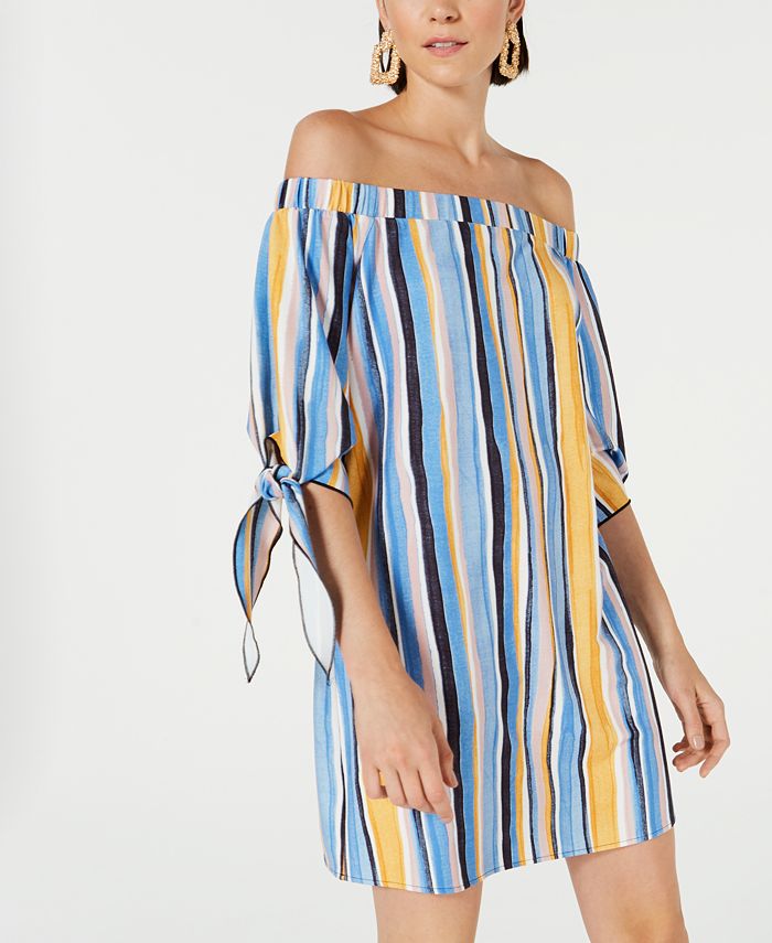Off the shoulder tie sleeve dress sales