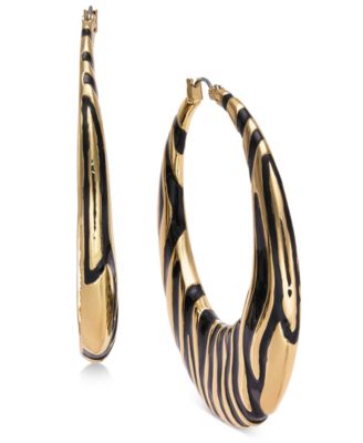 Thalia Sodi - Gold-Tone Zebra-Print Hoop Earrings