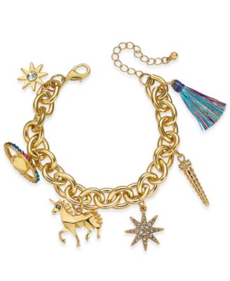 Thalia Sodi - Gold-Tone Crystal Unicorn Charm Bracelet
