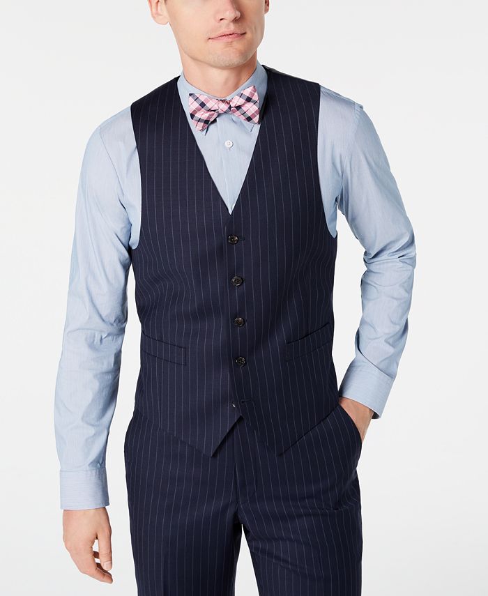 Lauren Ralph Lauren Men's Classic-Fit UltraFlex Navy Pinstripe Stretch Suit  Vest & Reviews - Suits & Tuxedos - Men - Macy's