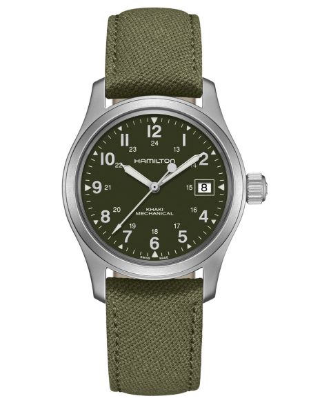 Часы Hamilton Unisex Swiss Mechanical Khaki Field Green Canvas Strap Watch 38mm