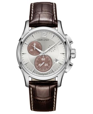Hamilton - Men's Swiss Jazzmaster Brown Leather Strap Watch 42mm