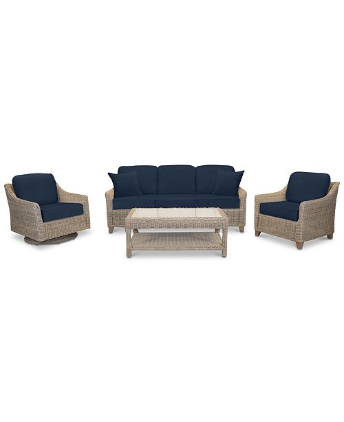 Furniture Willough Wicker Outdoor 4 Pc Set 1 Sofa 1 Club Chair