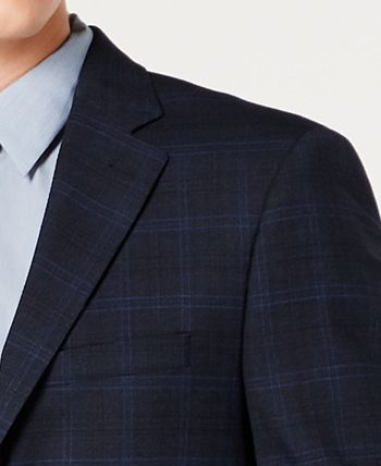 Calvin Klein Men's X Slim-Fit Stretch Navy Plaid Suit Separate Jacket -  Macy's