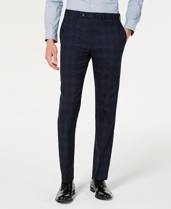 Calvin Klein Men's X SlimFit Stretch Navy Plaid Suit Separate Pants