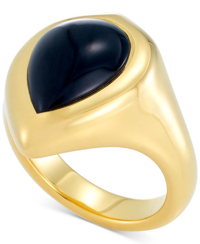 Signature Gold Onyx Statement Ring in 14k Gold Over Resin, Created for