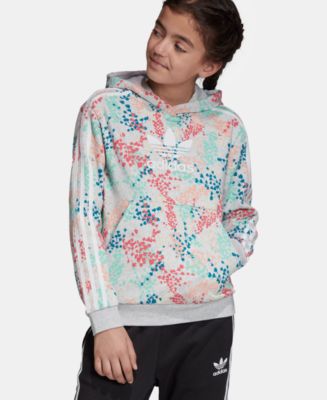 adidas originals girls' floral crop hoodie junior