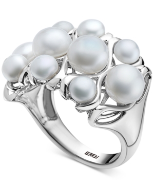 image of Effy Cultured Freshwater Pearl (4 & 6mm) Openwork Cluster Ring in Sterling Silver