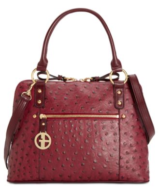 Giani Bernini Ostrich-Embossed Dome Satchel, Created for Macy's ...
