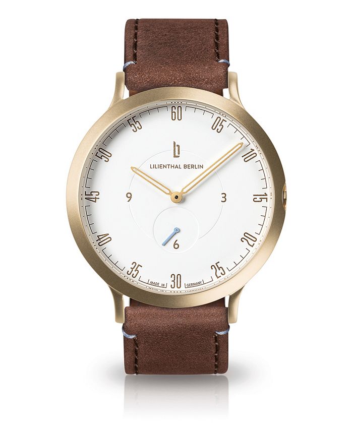 Lilienthal Berlin L1 Standard White Dial Gold Case Leather Watch 42mm