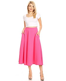 Flared Midi Skirt with Pockets