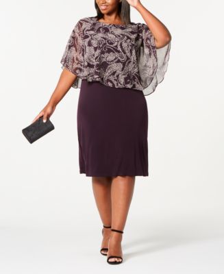 Connected Trendy Plus Size Floral Chiffon Overlay Dress - Macy's