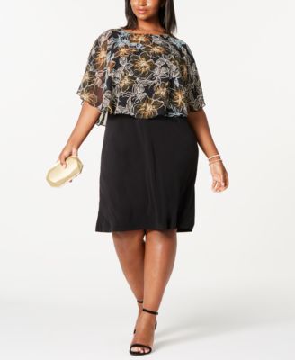 Connected - Trendy Plus Size Chiffon Overlay Dress