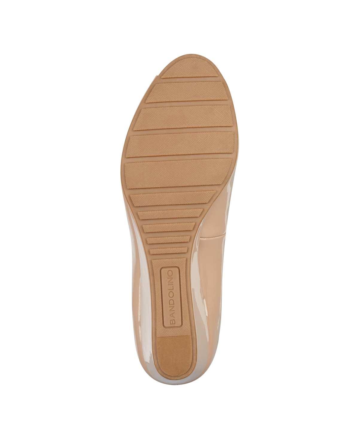 Shop Bandolino Women's Candra Peep Toe Wedge Dress Pumps In Natural Patent