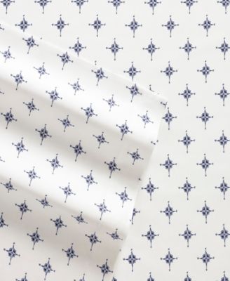 Poppy & Fritz Compass Cotton Percale 4 Piece Sheet Set, Queen