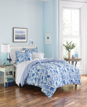 Poppy & Fritz Brooke Cotton Reversible 3 Piece Comforter Set, King In Open Blue