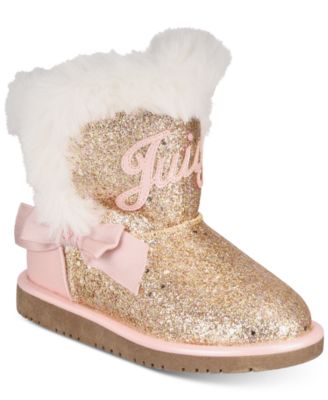 Kids Girls  Faux Fur Trim Glitter Sparkle Slippers Size 9-3