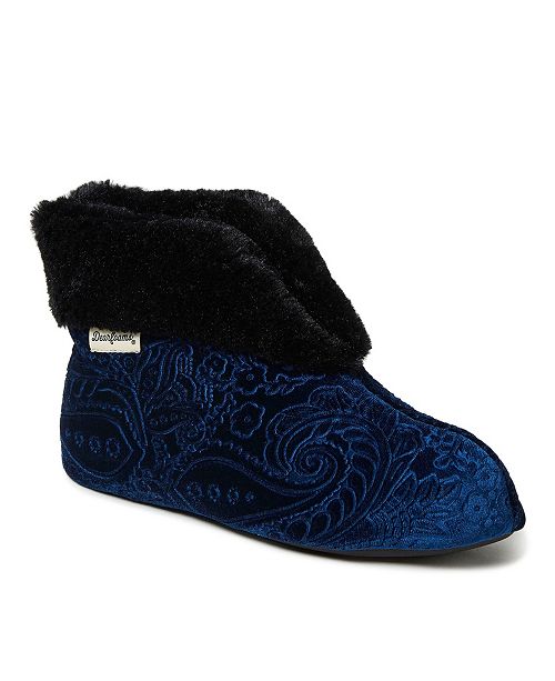 Dearfoams Women&#39;s Embossed Velour Bootie Slippers, Online Only & Reviews - Slippers - Shoes - Macy&#39;s