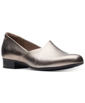 clarks silver loafers