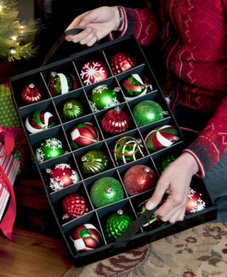 2 Tray Christmas Ornament Storage Box with Clear Lid