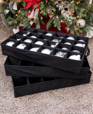 3 Tray Christmas Ornament Storage Box with Front Pocket