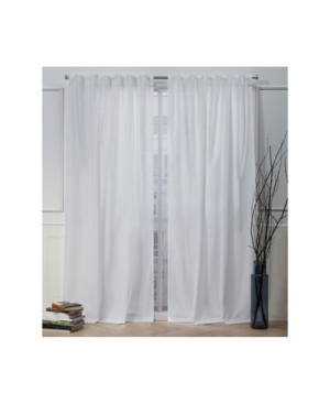 Exclusive Home Faux Linen Slub Textured Hidden Tab Top 54" X 84" Curtain Panel Pair In White