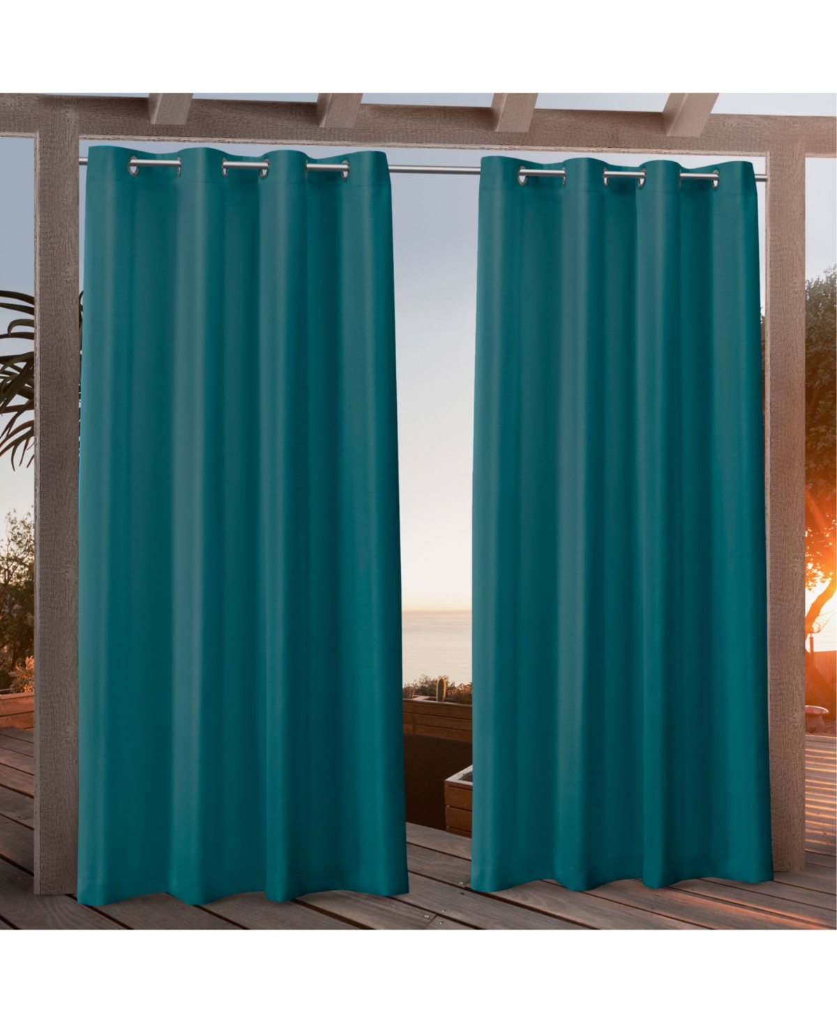Canvas Indoor/Outdoor Grommet Top 54" X 84" Curtain Panel Pair - Teal