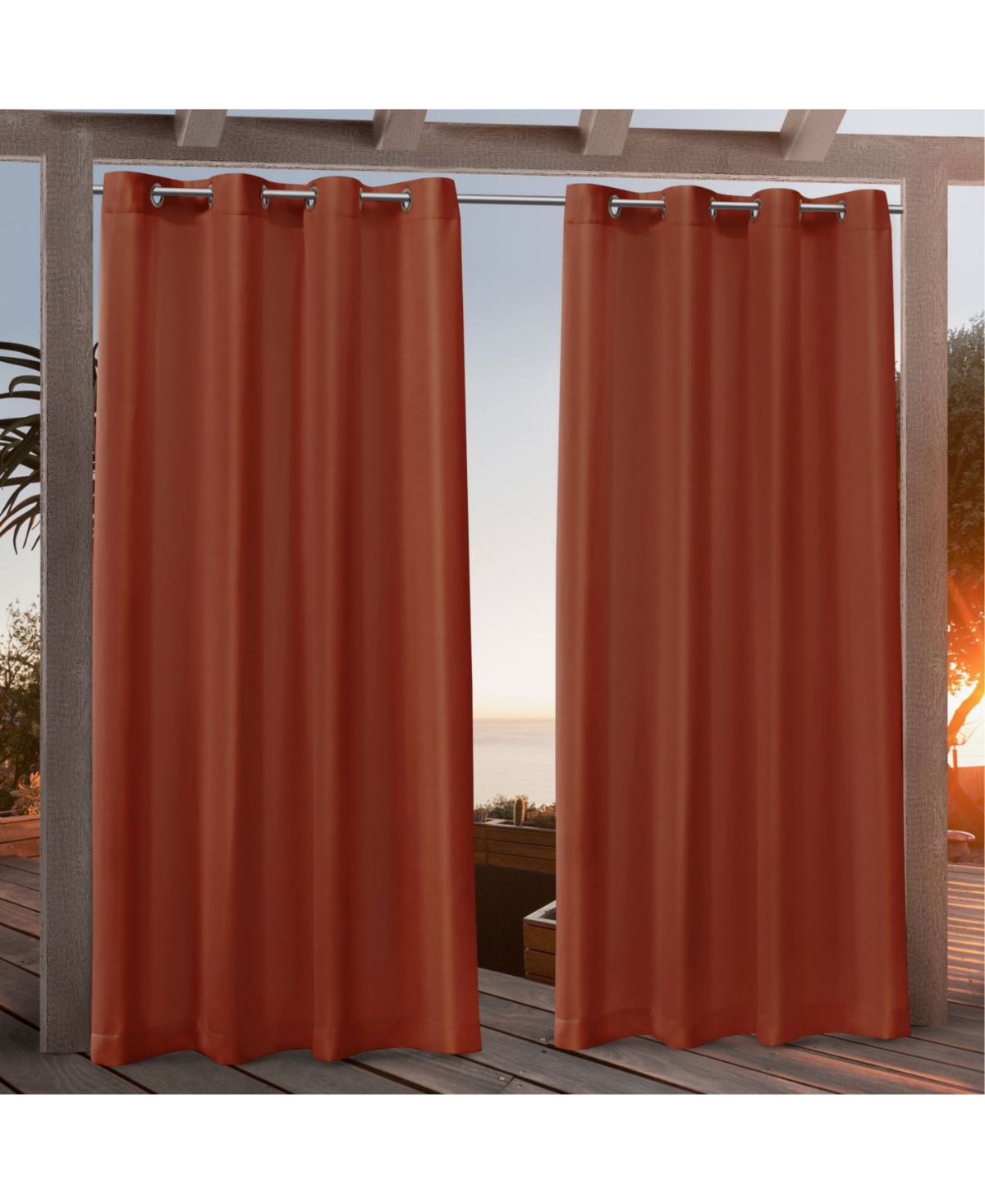 Canvas Indoor/Outdoor Grommet Top 54" X 84" Curtain Panel Pair - Orange
