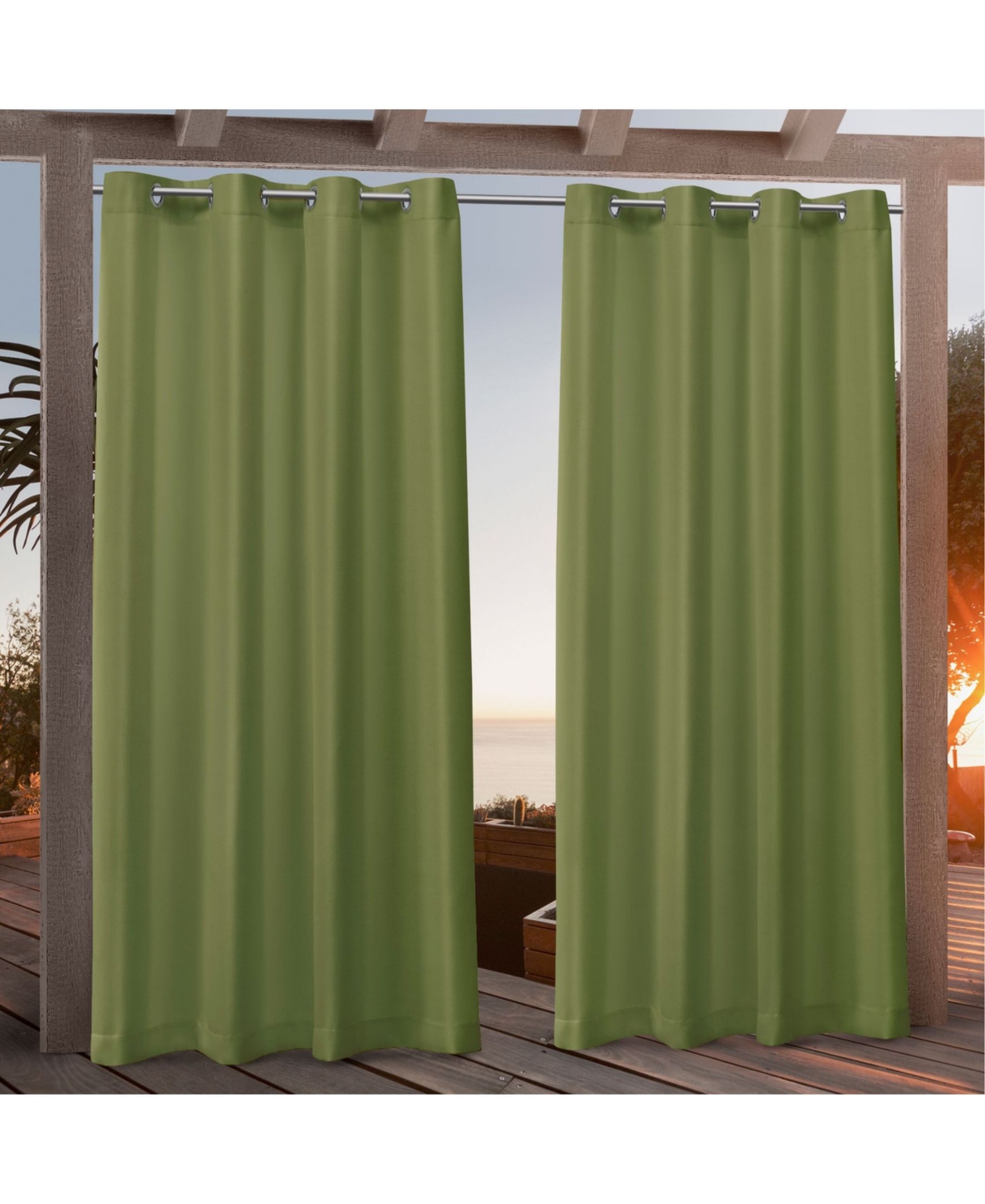 Canvas Indoor/Outdoor Grommet Top 54" X 84" Curtain Panel Pair - Green