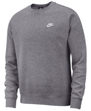 Shop Nike Men's Club Fleece Crew Sweatshirt In Charcoal Heather