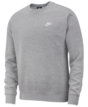 Shop Nike Men's Club Fleece Crew Sweatshirt In Grey Heather