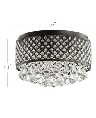 Evelyn 17" 3-Light Crystal Drops/Metal LED Flush Mount