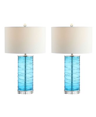 Cole 27.5" Modern Fused Glass Cylinder LED Table Lamp - Set of 2