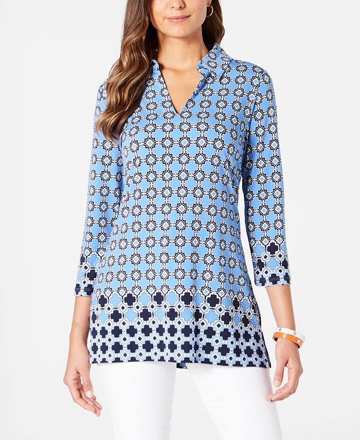 Charter Club Printed Collared Tunic, Created for Macy's - Macy's