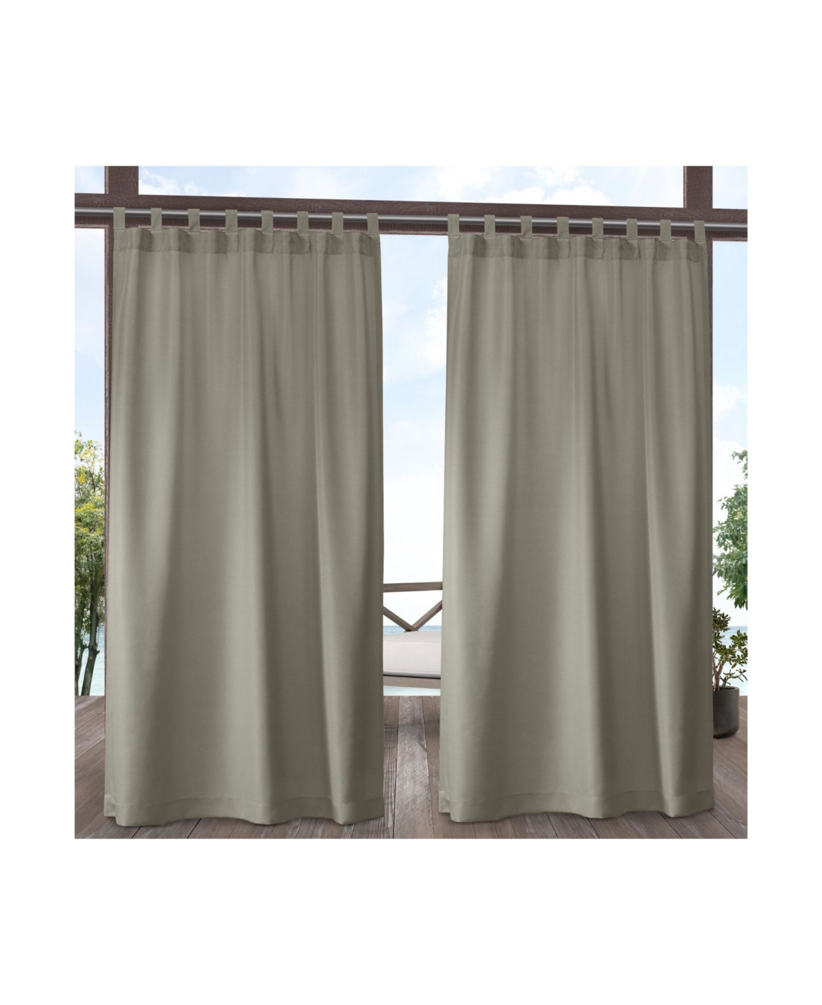 Indoor/Outdoor Solid Cabana Tab Top Curtain Panel Pair, 54" x 108" - Lightpaste