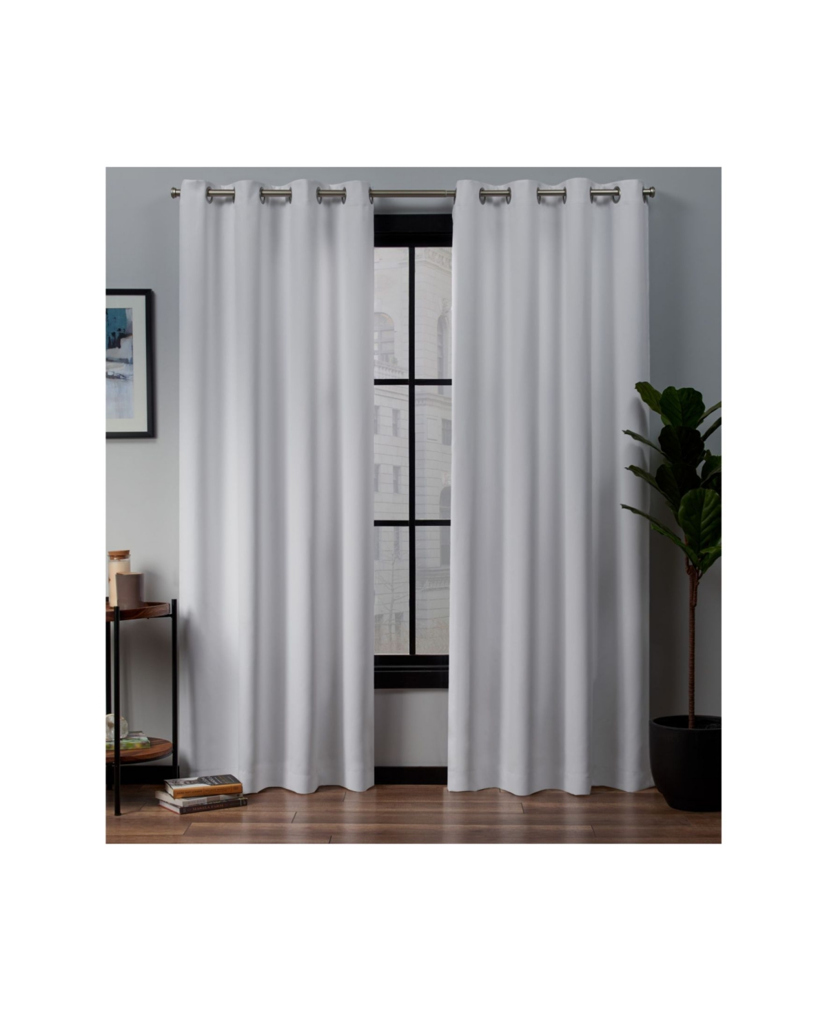 Academy Total Blackout Grommet Top Curtain Panel Pair, 52" x 84" - White