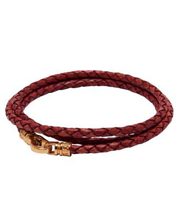 Nialaya Men's Red Wrap-Around Leather Bracelet - Macy's