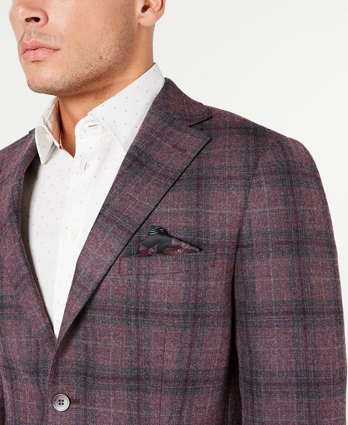 Tallia Men's SlimFit Gray/Pink Plaid Sport Coat Macy's