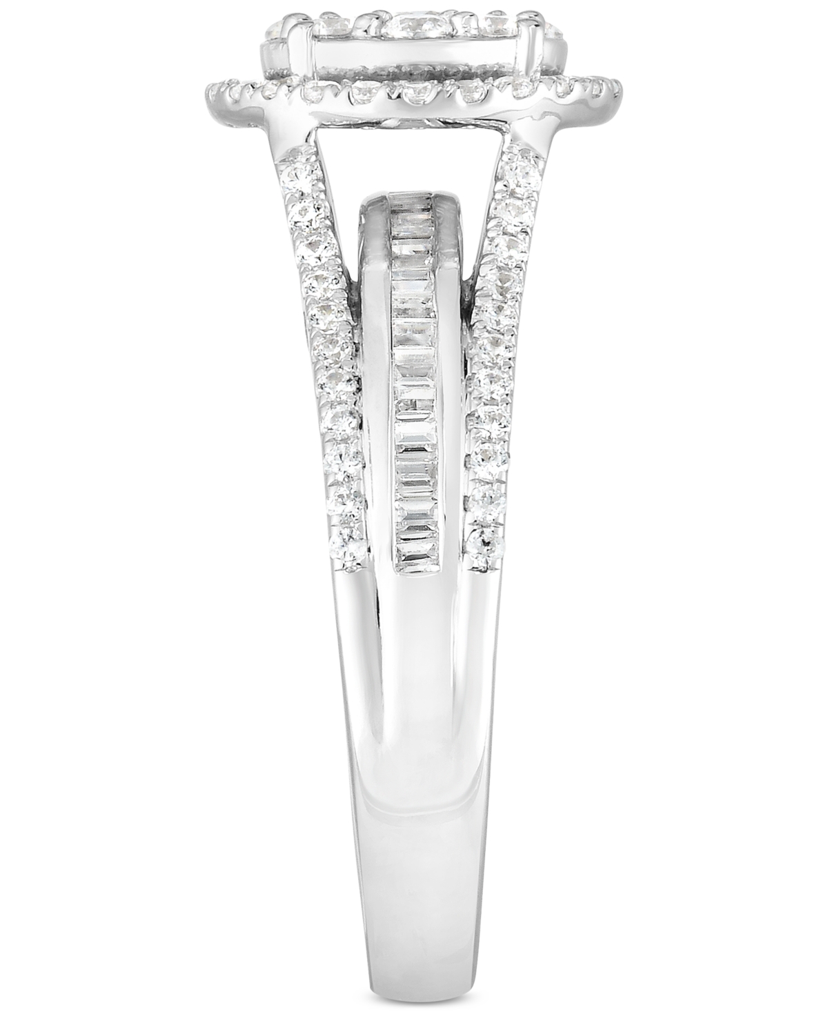 TruMiracle Diamond Halo Cluster Engagement Ring (1 ct. t.w.) in 10k- White Gold