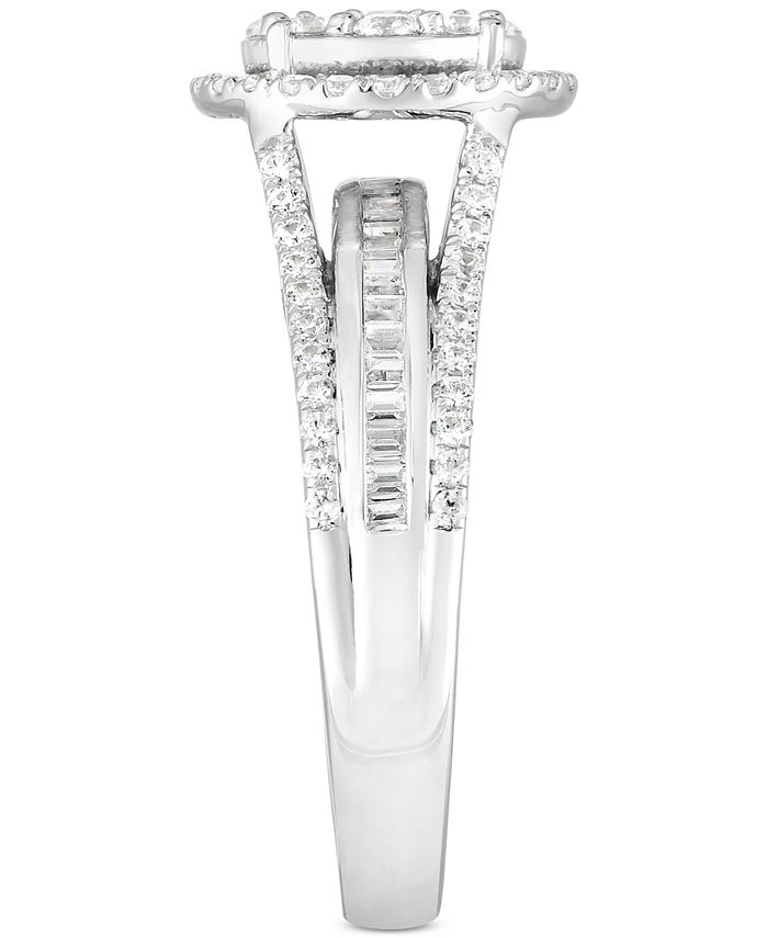 TruMiracle - Diamond Halo Cluster Engagement Ring (1 ct. t.w.) in 10k White Gold