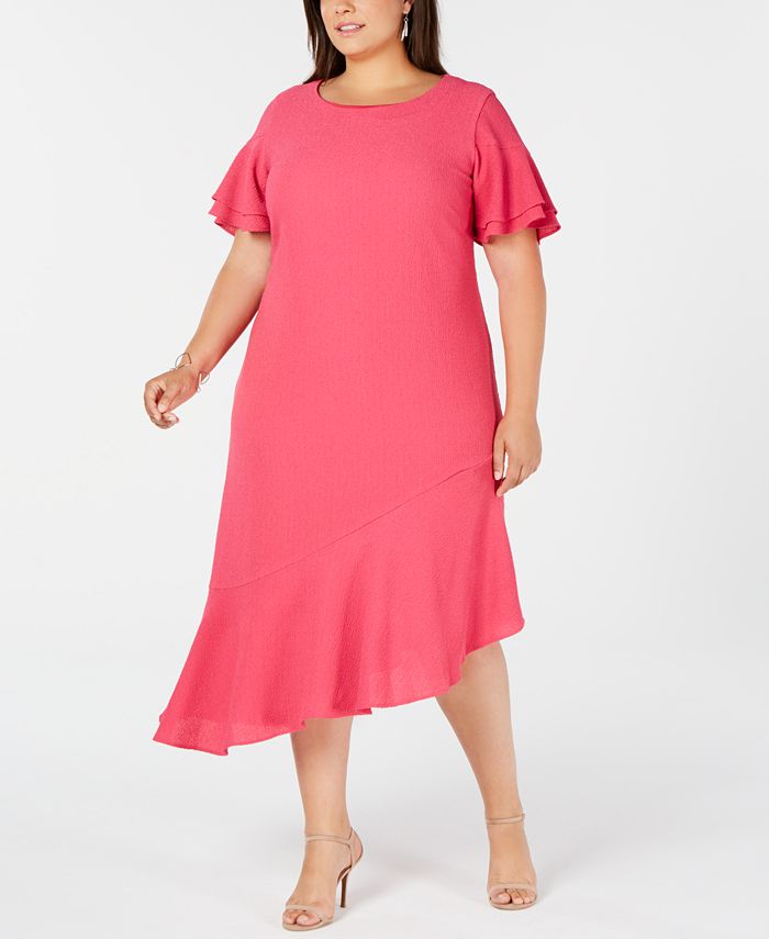 Alfani Plus Size Asymmetric Ruffled A-Line Dress, Created for Macy's ...